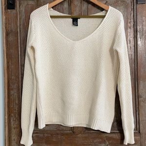 Wet Seal Cream Long Sleeve Waffle Knit Sweater Size M